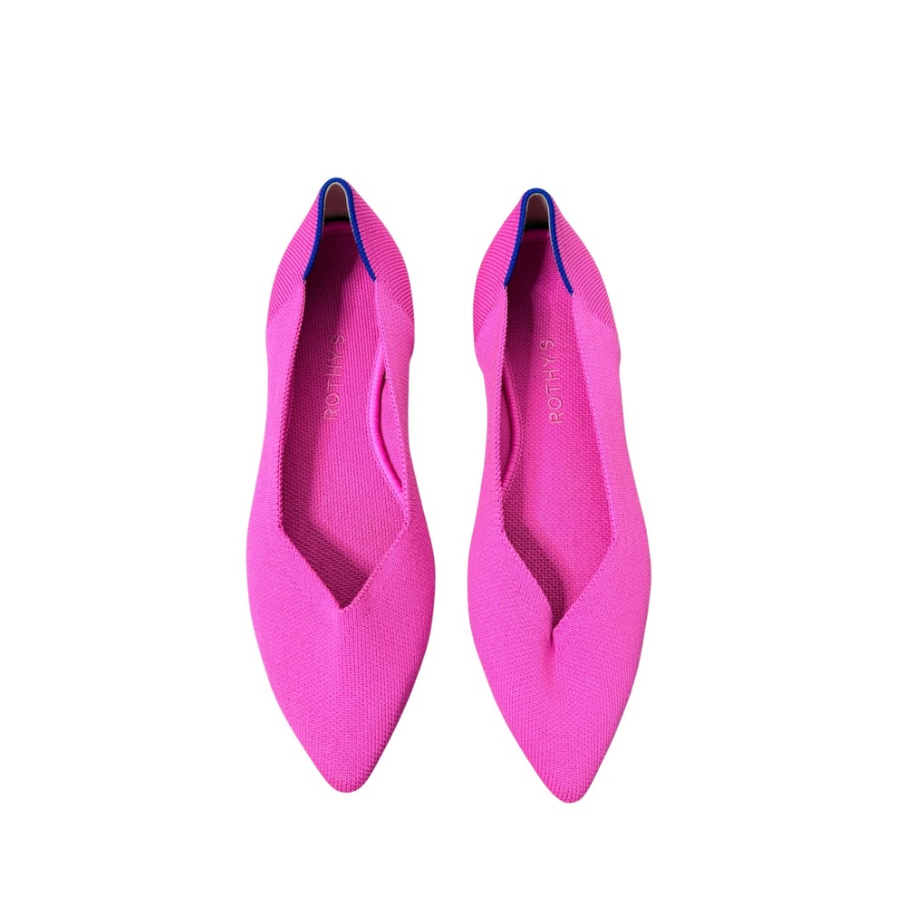 Rothys The Point Flats Dragon Fruit Pink Pointed Toe Sustainable Knit W9.5